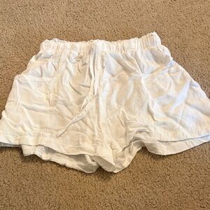 SHEIN White Lightweight Drawstring Bathing Suit Cover Up Shorts